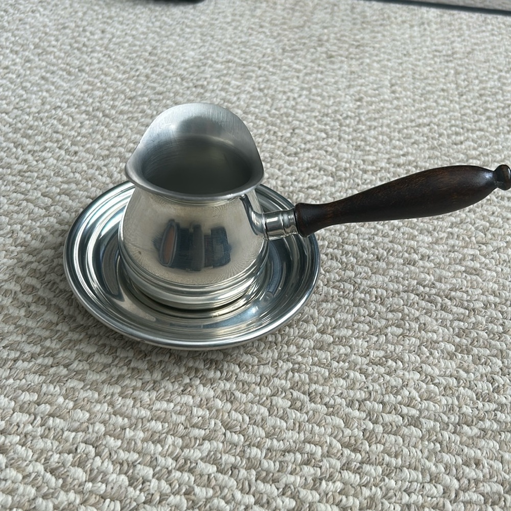 Vintage WEB Pewter Gravy Boat Set